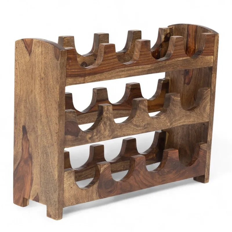 Yverox Sheesham Wooden Wine Rack - Light Brown media 3