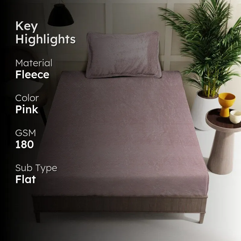 Gentle Rest Fleece Bedsheet (Light Pink) - 180 GSM media 2