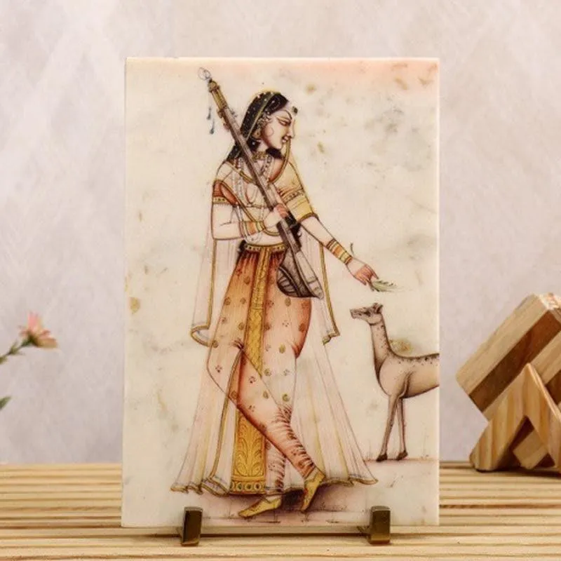 Mughal Elegance Printed Marble Showpiece media 1