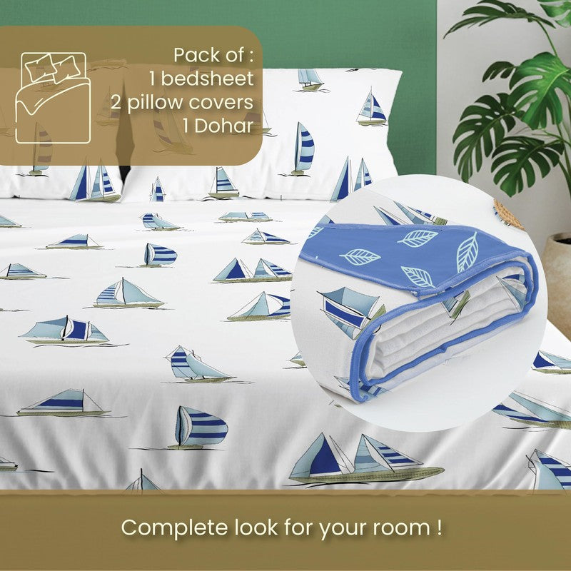 Urban Space Modern Blue Cotton Bedding Set (200 TC) - Four Piece Set media 8