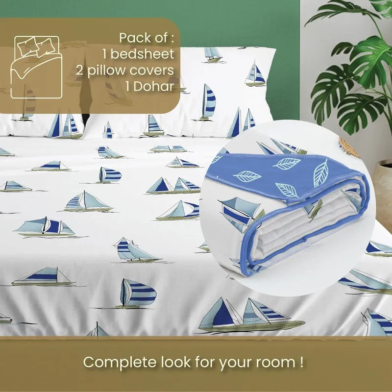 Urban Space Modern Blue Cotton Bedding Set (200 TC) - Four Piece Set media 8