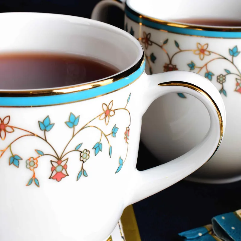 Gilded Mavi Pete 24k Gold Brushed Porcelain Coffee Mug (300 mL Each) - Set Of Four media 9