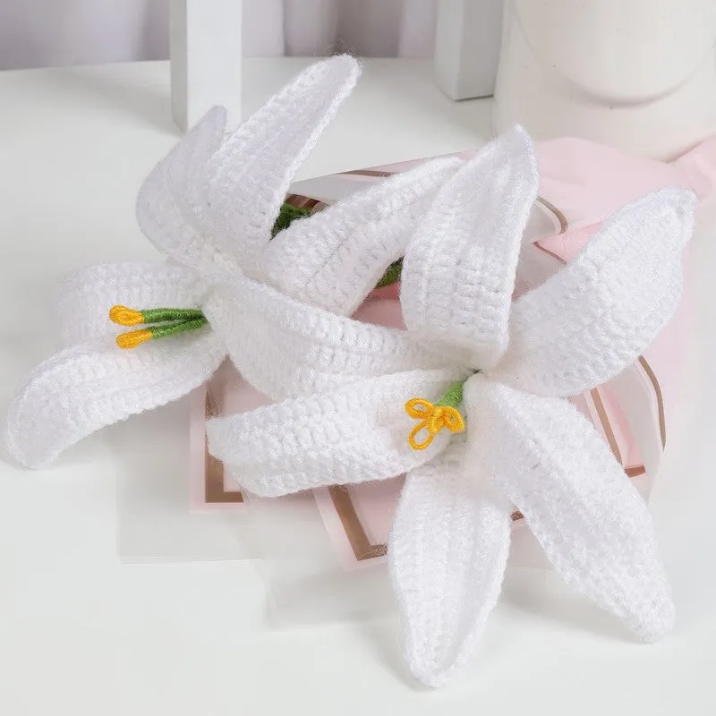 Crochet Handmade Lily Bouquet (White) - Set Of Two media 6