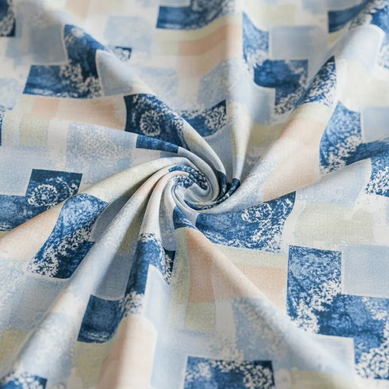 Cubescape Cotton Bedsheet (Blue) - 180 TC media 5