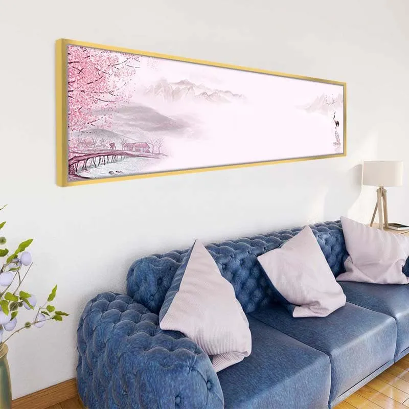 Cherry Blossom Lake Canvas Wall Art - Set Of Two media 4