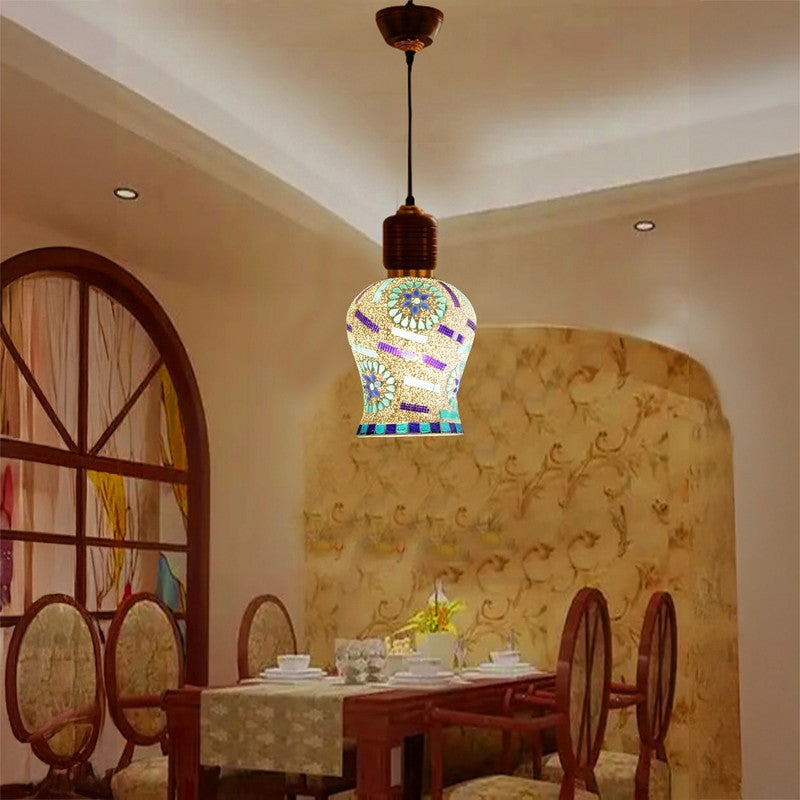 Mosaic Petal Pendant Wooden Ceiling Lamp