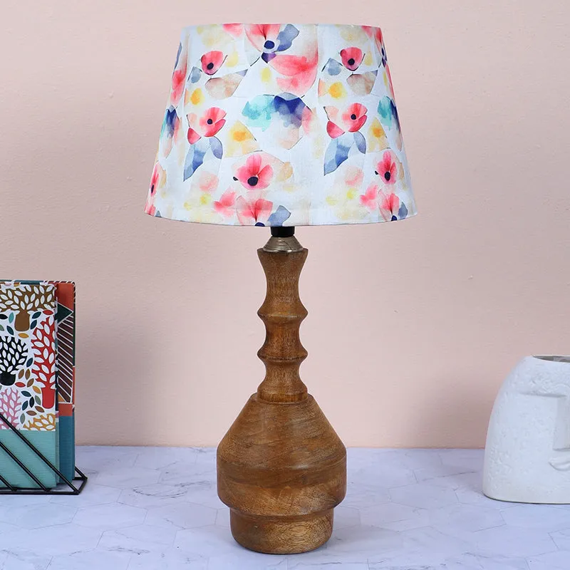 Luna Borealis Glyph Printed Mango Wood Table Lamp - Multicolor media 2