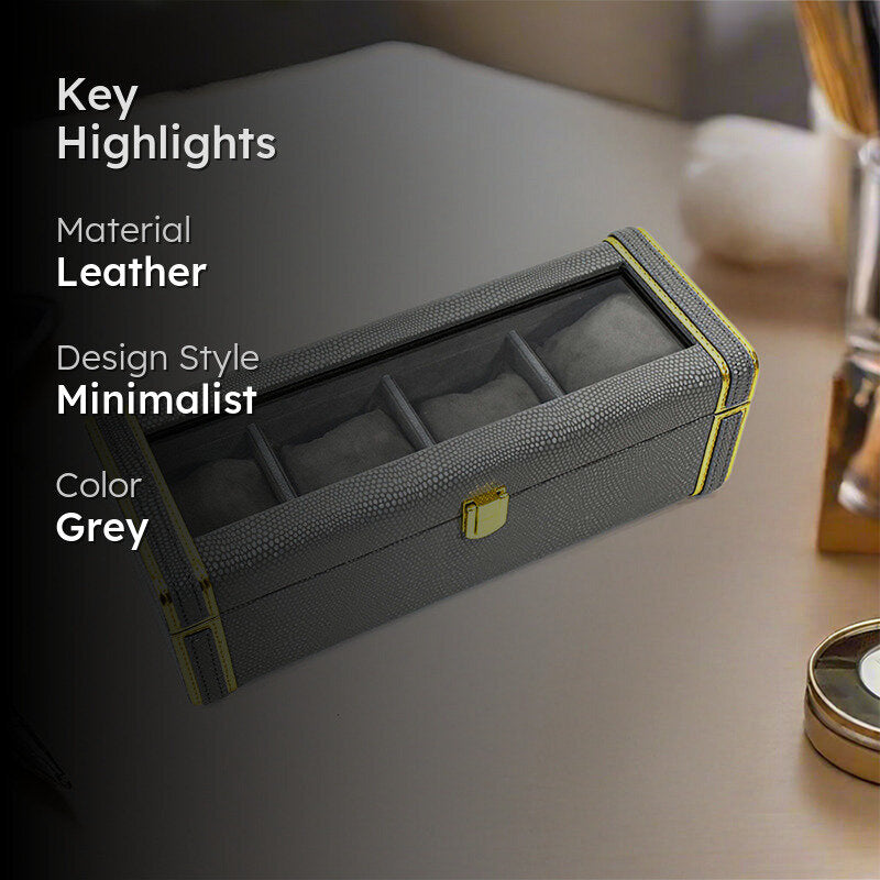 Tisquo I Faux Leather Watch Organizer - Grey media 2