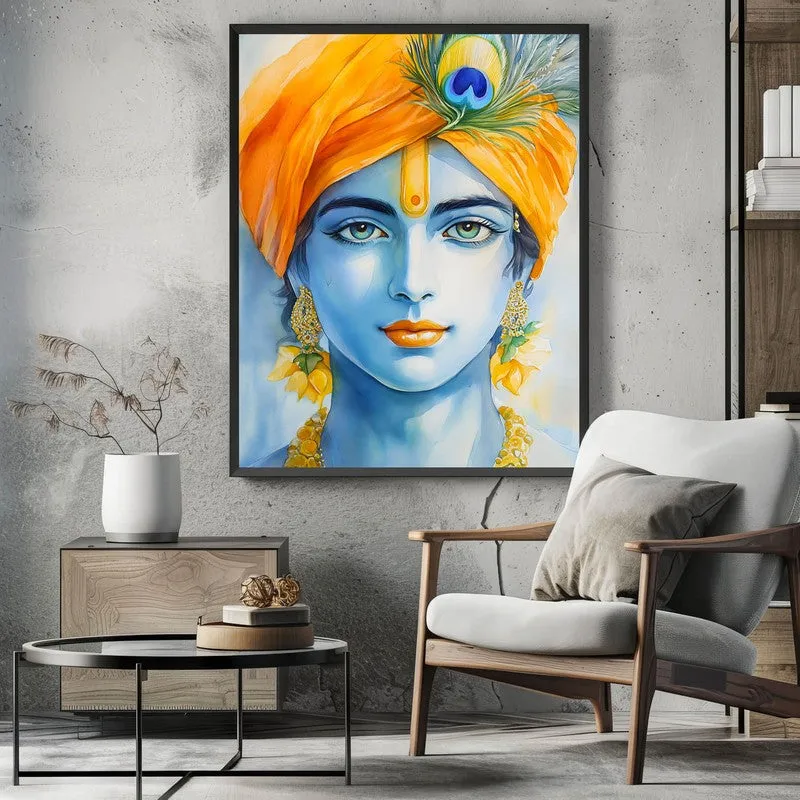 Divine Madhava  Spiritual Archival Paper Wall Painting With Frame - Black media 3