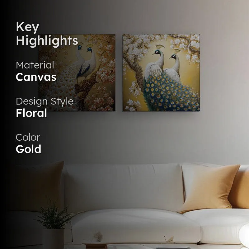 Plumage Of Light Canvas Wall Painting - Set Of Two media 2