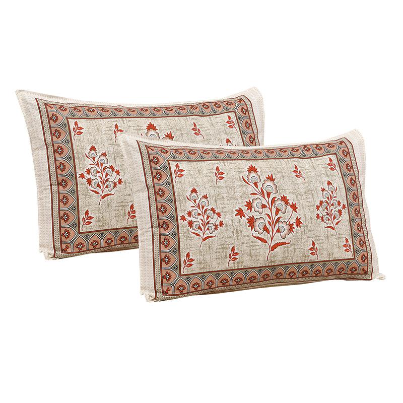 Lambo Ethnic Cotton Bedsheet (Beige,Red) - 180 TC media 4