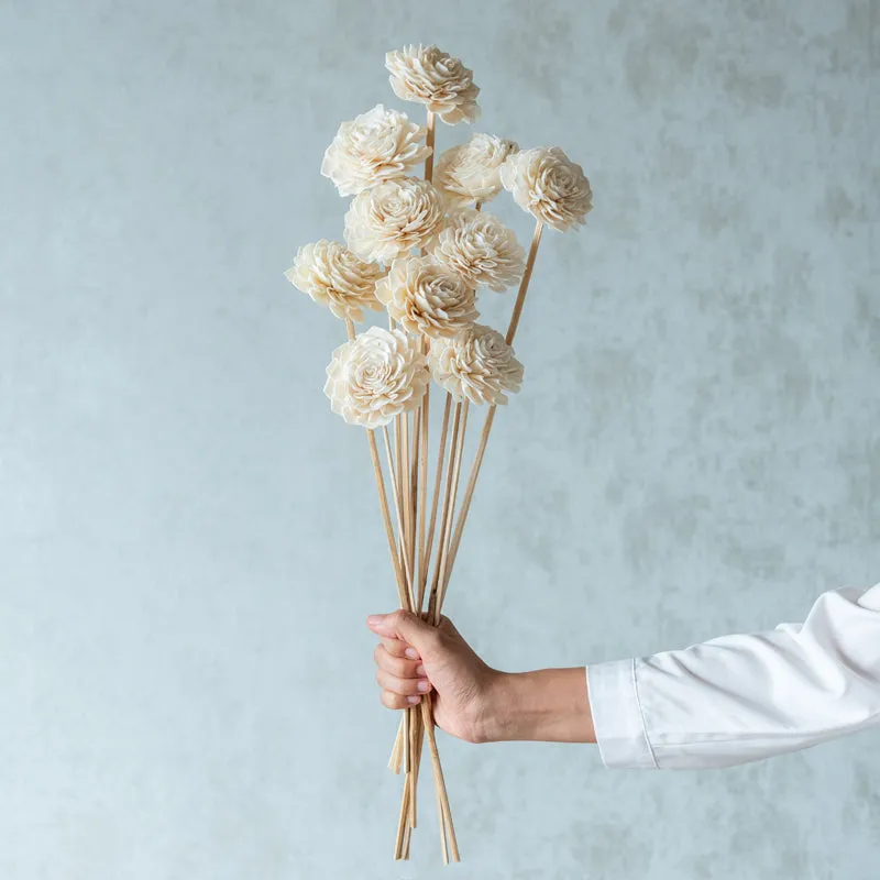 Muskan Sola Wood Rose Flower Stick (White) - Set Of Ten media 1