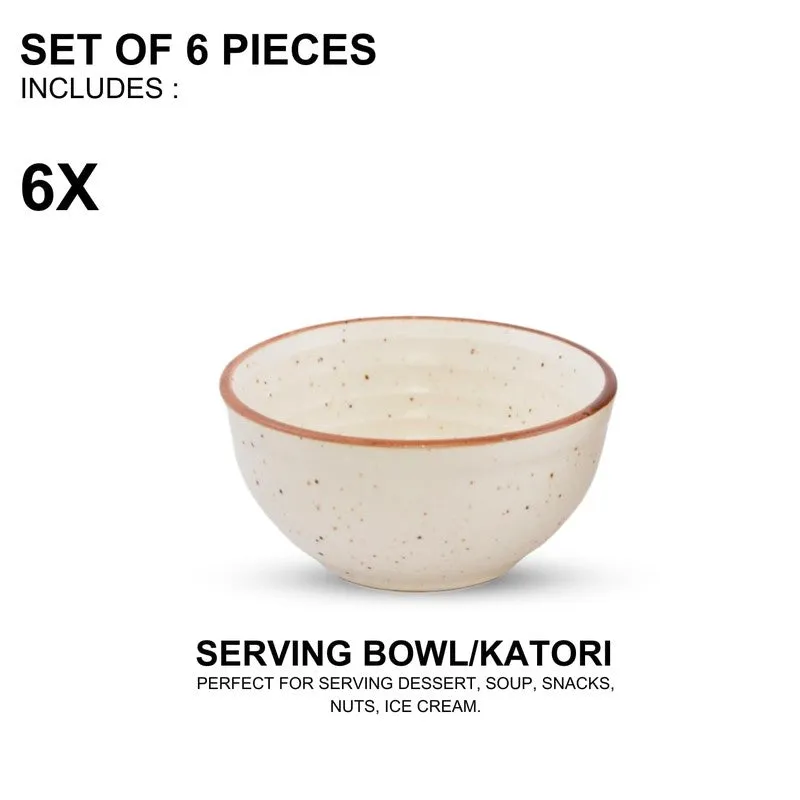 BiteCraft Ceramic Snack Bowls (White, 200 mL Each) - Set Of Six media 7