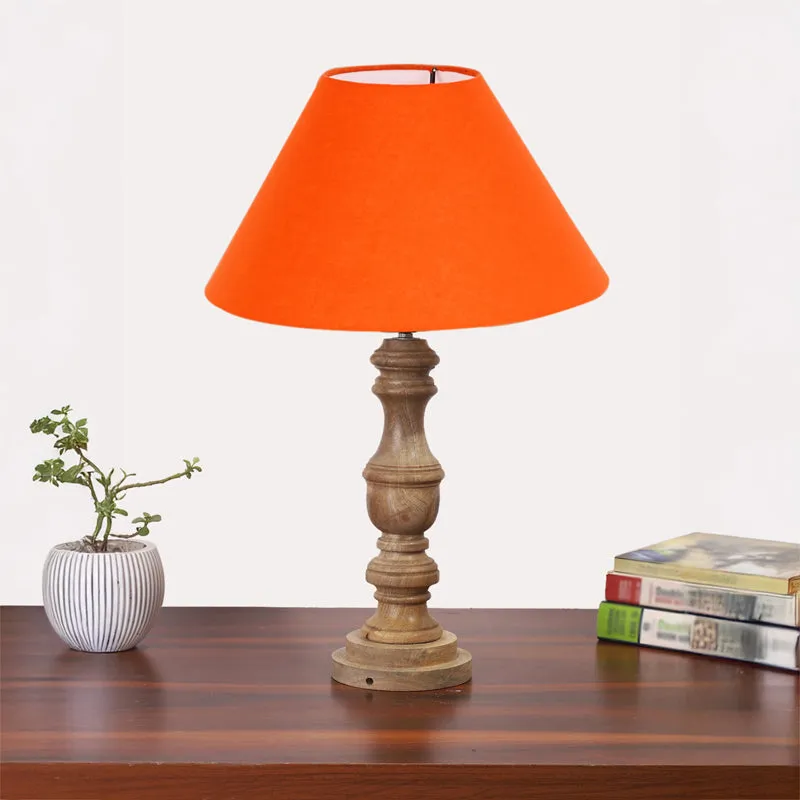 Cotin II Carve Wooden Table Lamp - Orange,Brown media 3