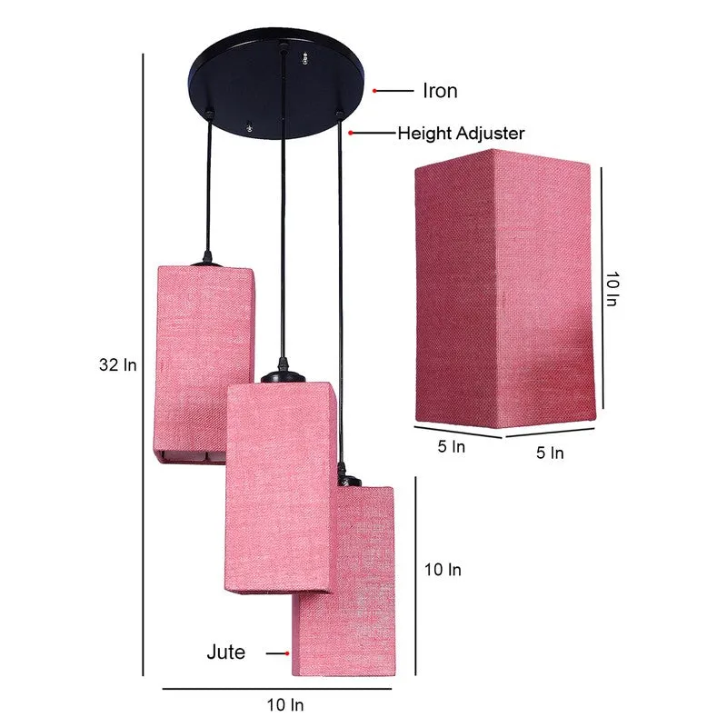 Warm Ivory Triple Metal Ceiling Lamp - Pink media 9
