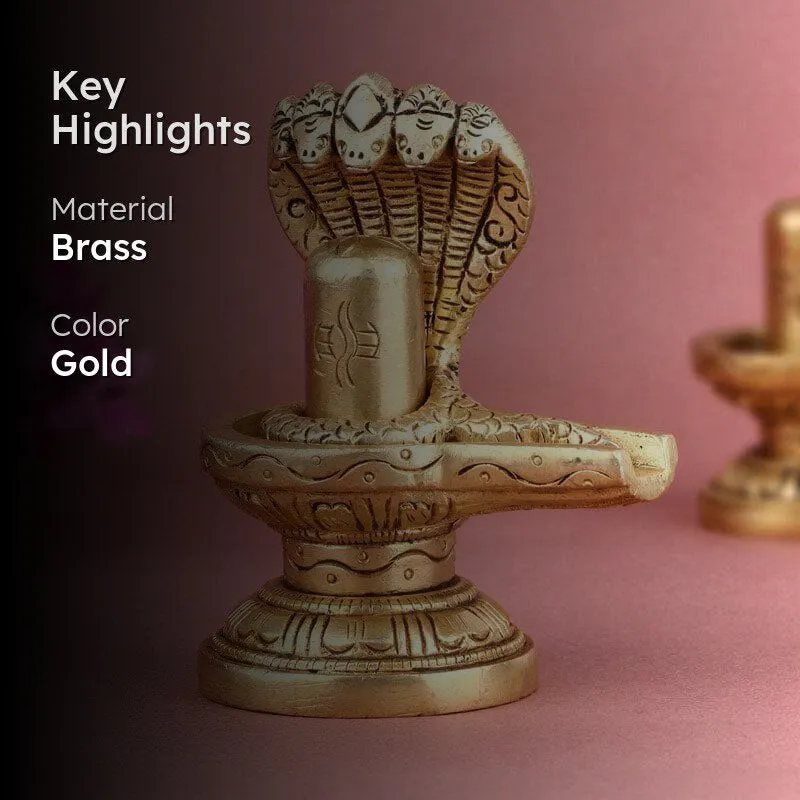 Shivling With Naga Brass Idol media 2