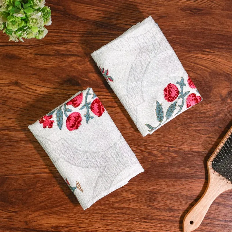 Flora Drift Cotton Hand Towel (Blue) - Set Of Two media 5