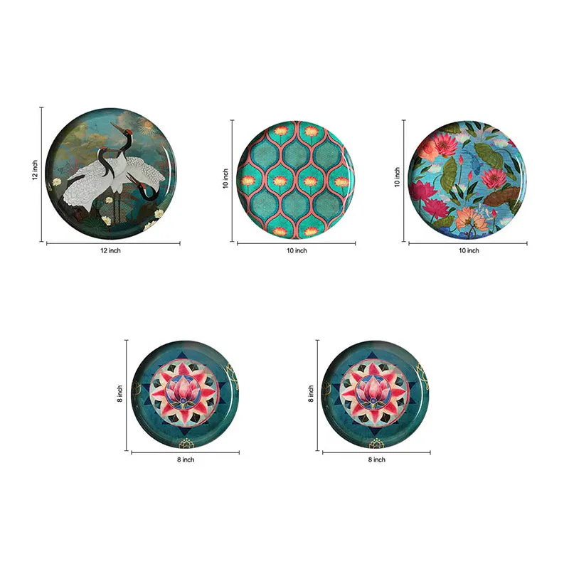 India Circus Moonlit Crane Iron Wall Plate - Set Of Five media 7