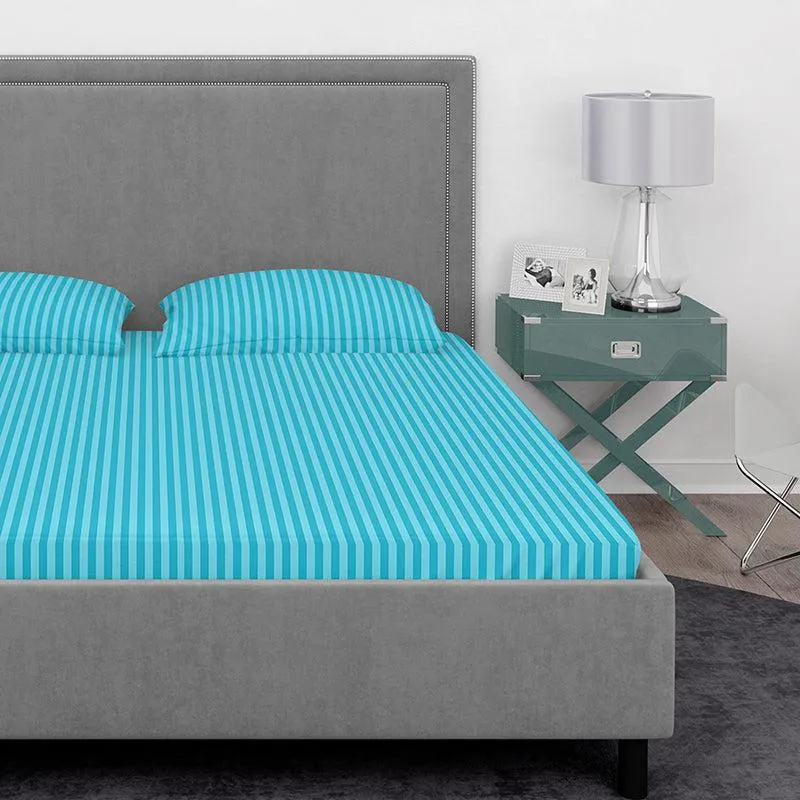 Chic Lines Geometric Cotton Bedsheet (Electric Blue) - 210 TC media 5