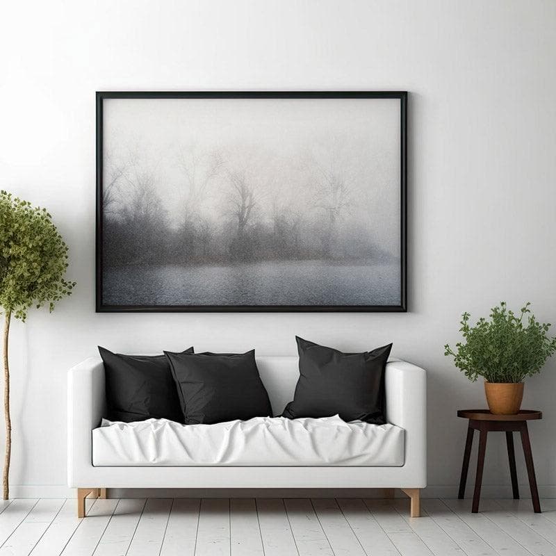 Misty Mood Landscape Wall Painting -Black & Grey media 3