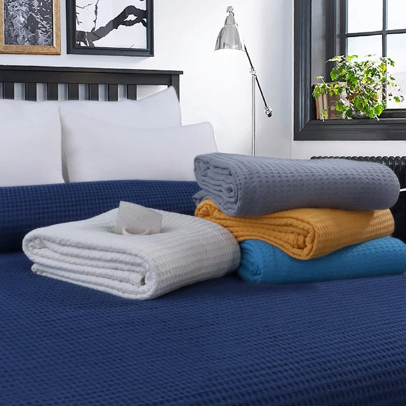 Axitra Wafel Weave Cotton Blanket - Navy Blue media 9