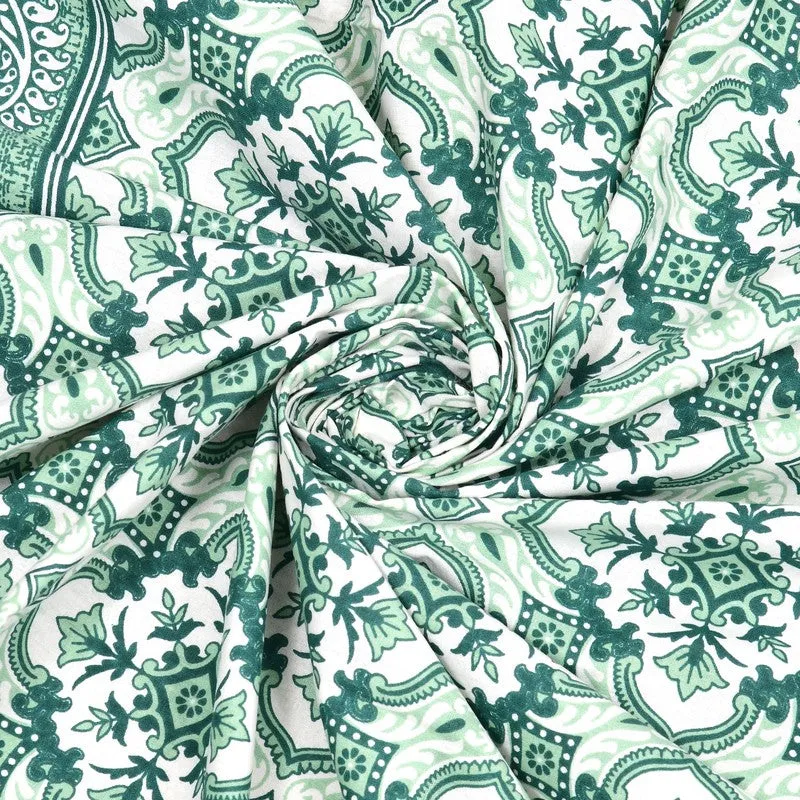 Lineel Cotton Bedsheet (Green,White) - 240 TC media 5