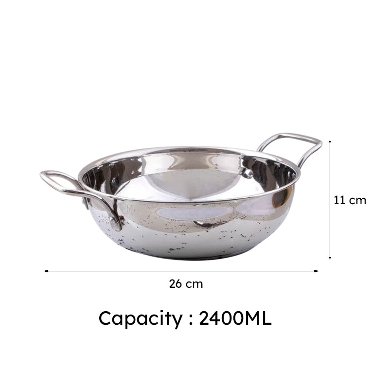 Toyo Stainless Steel Kadhai 2400 mL / 9 Inches media 6