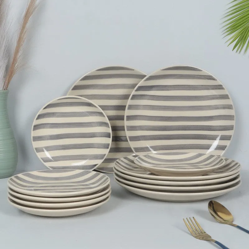 Elarion Dinner Plate (Grey,White) - Set of Twelve media 1