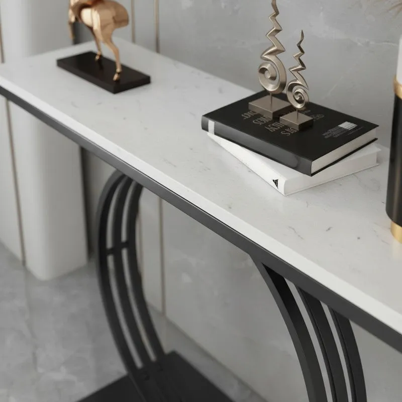 Minimalist Metal Console Table with Marble Top - Large media 3