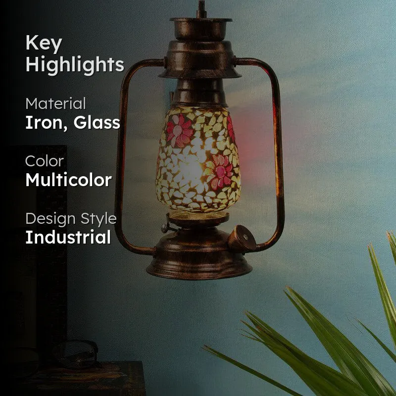 Phoolkari Mosaic Lantern Iron Wall Lamp - Copper media 2