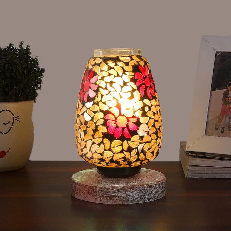 Prismella Mosaic Glass Table Lamp With Wooden Base - Multicolor media 3
