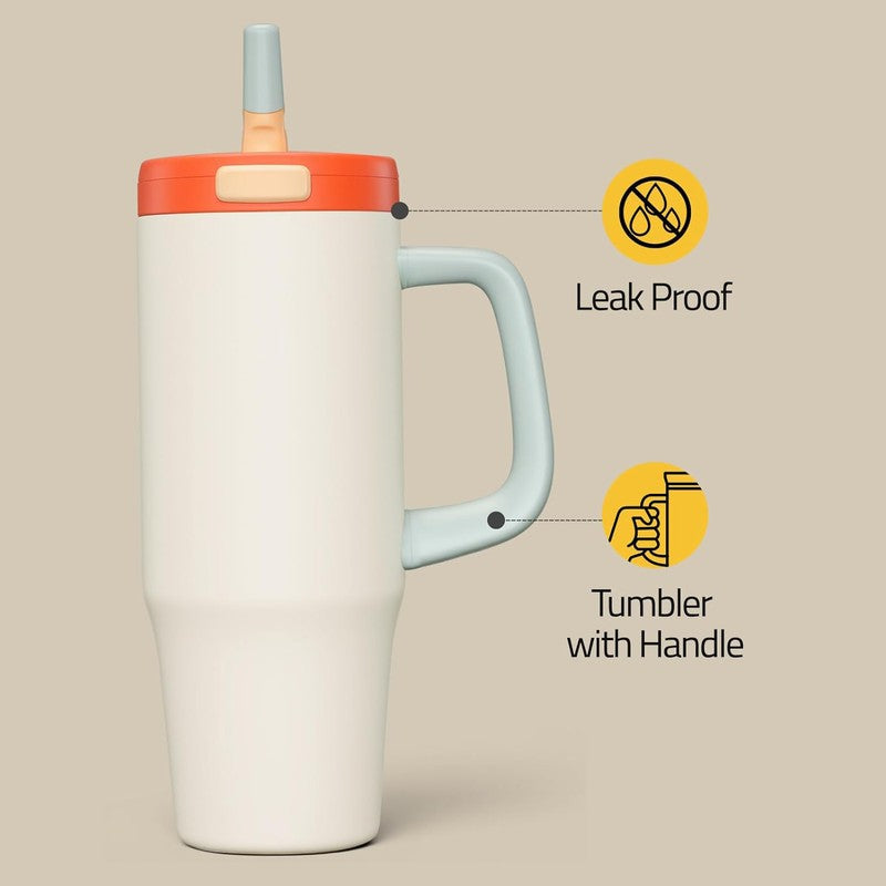 AuraGrip Stainless Steel Tumbler (1200 ML) - Beige media 6