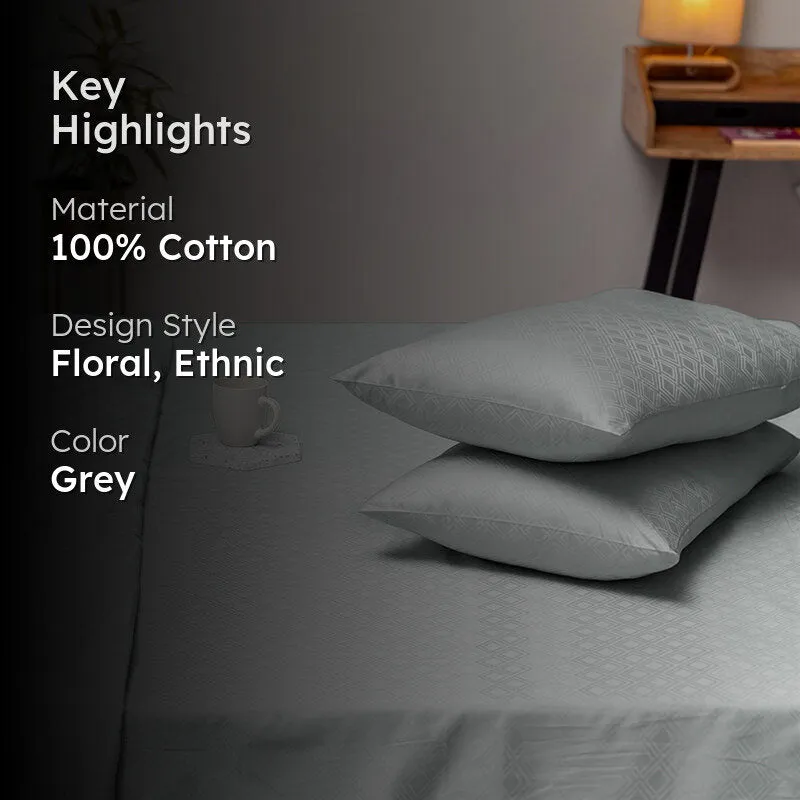 Diamond Dazz Jacquard Pillow Cover (Light Grey) - Set Of Two media 2