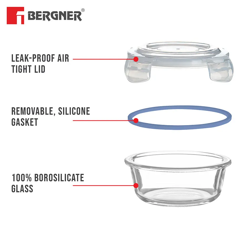 Bergner Glass Guard Airtight Glass Tiffin Box (Transparent,Grey) - 400 mL media 6