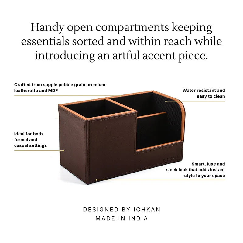 Tisca Faux Leather Desk Organizer - Brown media 3