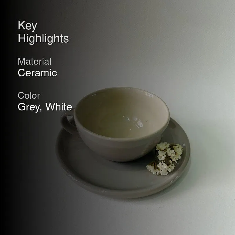 Cedar Ceramic Cup & Saucer (300 mL) - Grey media 4