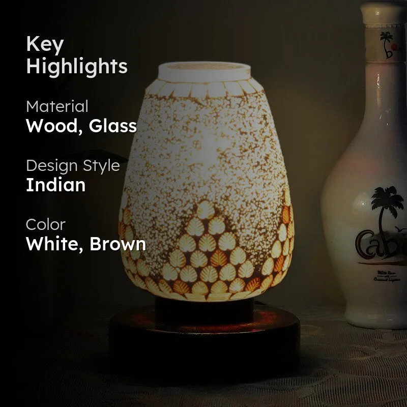 Auralirae Glass Table Lamp With Wooden Base media 2