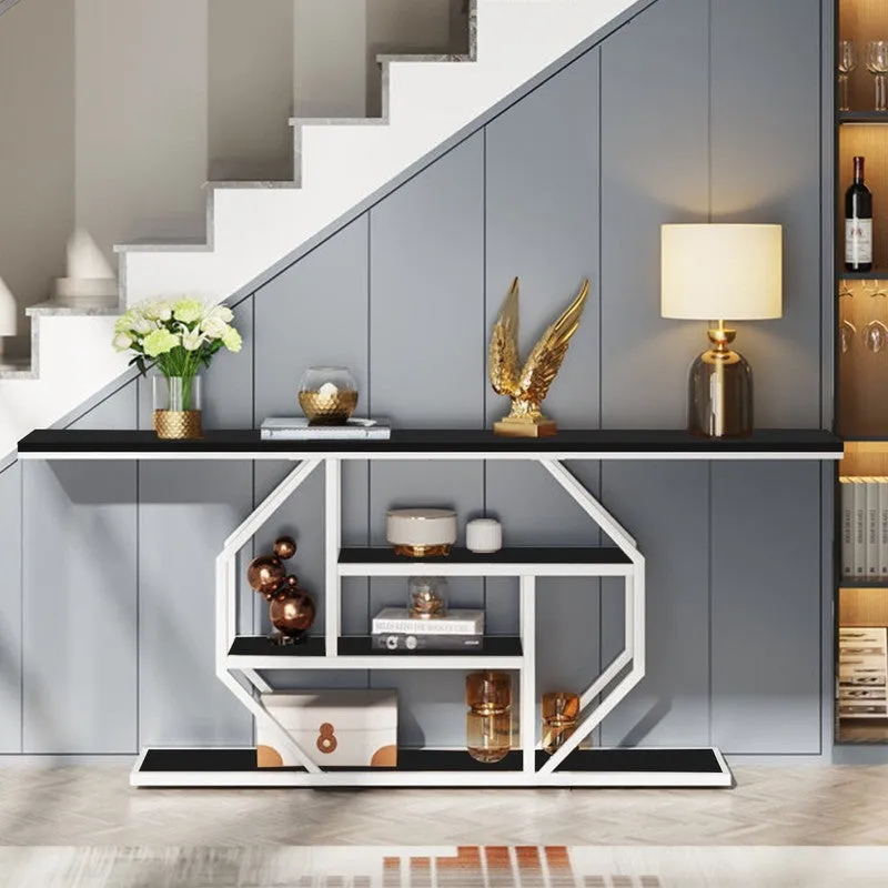 Elegant Look Metal Console Table with Marble Top - Medium media 4