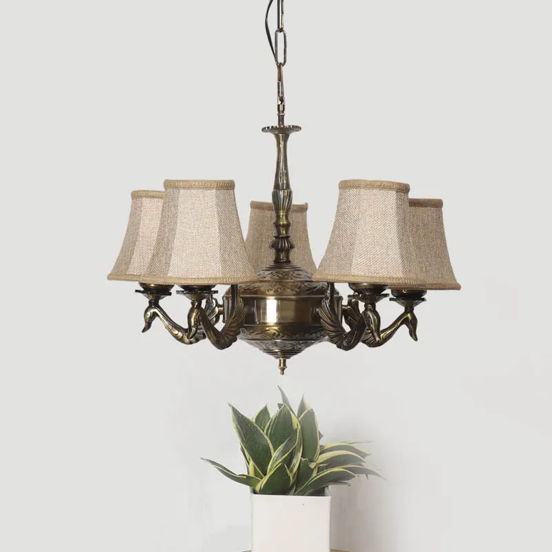 Snigdha Conical Golden Antique Ceiling Lamp media 2