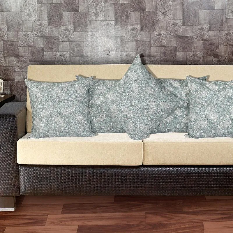 Ruksaana Printed Cushion Cover (Teal) - Set Of Five media 2