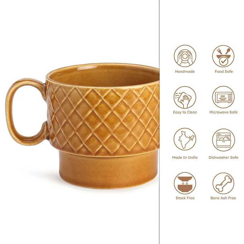 Fjord Ceramic Coffee Mug (500 mL Each/Golden Brown) - Set of Two media 5