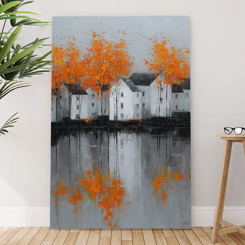 Serene Lakeside Homes Canvas Wall Art media 6