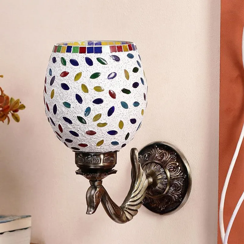 Aesta Retro Mosaic Glass & Metal Wall Lamp media 3