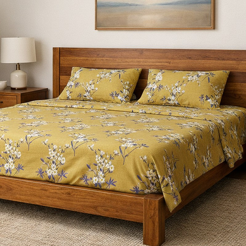 Ishaani Floral Microfiber Bedsheet (Green) - 125 GSM media 3