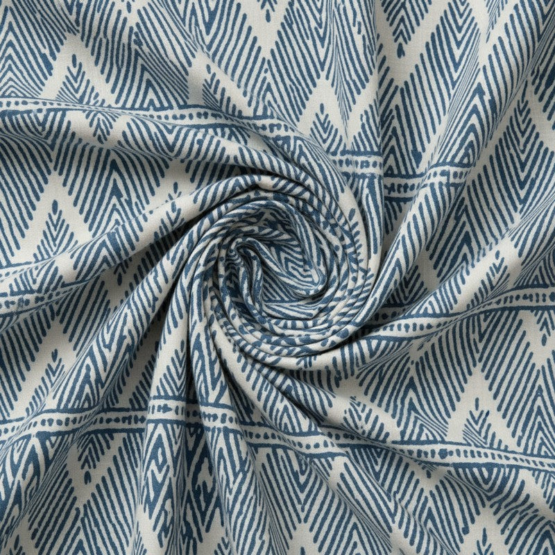 Jorie Geometric Printed Cotton Bedsheet (Blue) - 120 TC media 5