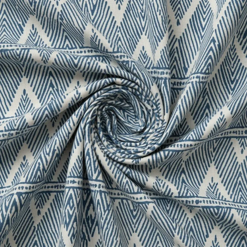Jorie Geometric Printed Cotton Bedsheet (Blue) - 120 TC media 5