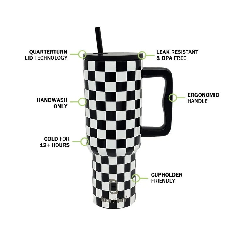 Chic Check Stainless Steel Tumbler (1200 ML) - Black media 3