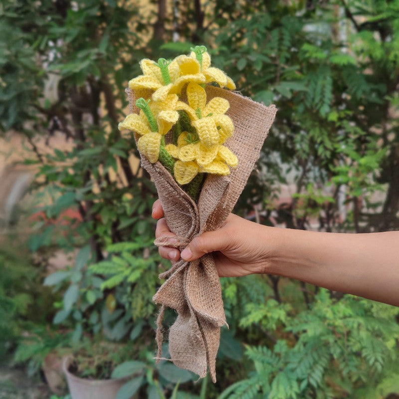 Crochet Handmade Daffodil Bouquet (Yellow) - Set Of Six