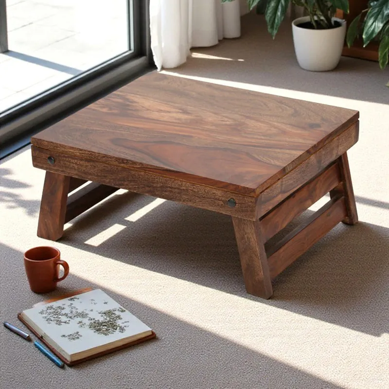 Mverox Sheesham Wooden Side & Bedside Table - Brown media 1