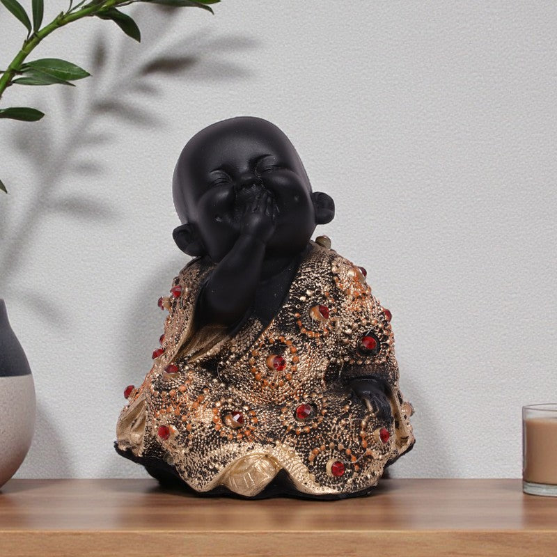 Serenity Laughing Buddha Showpiece - Black